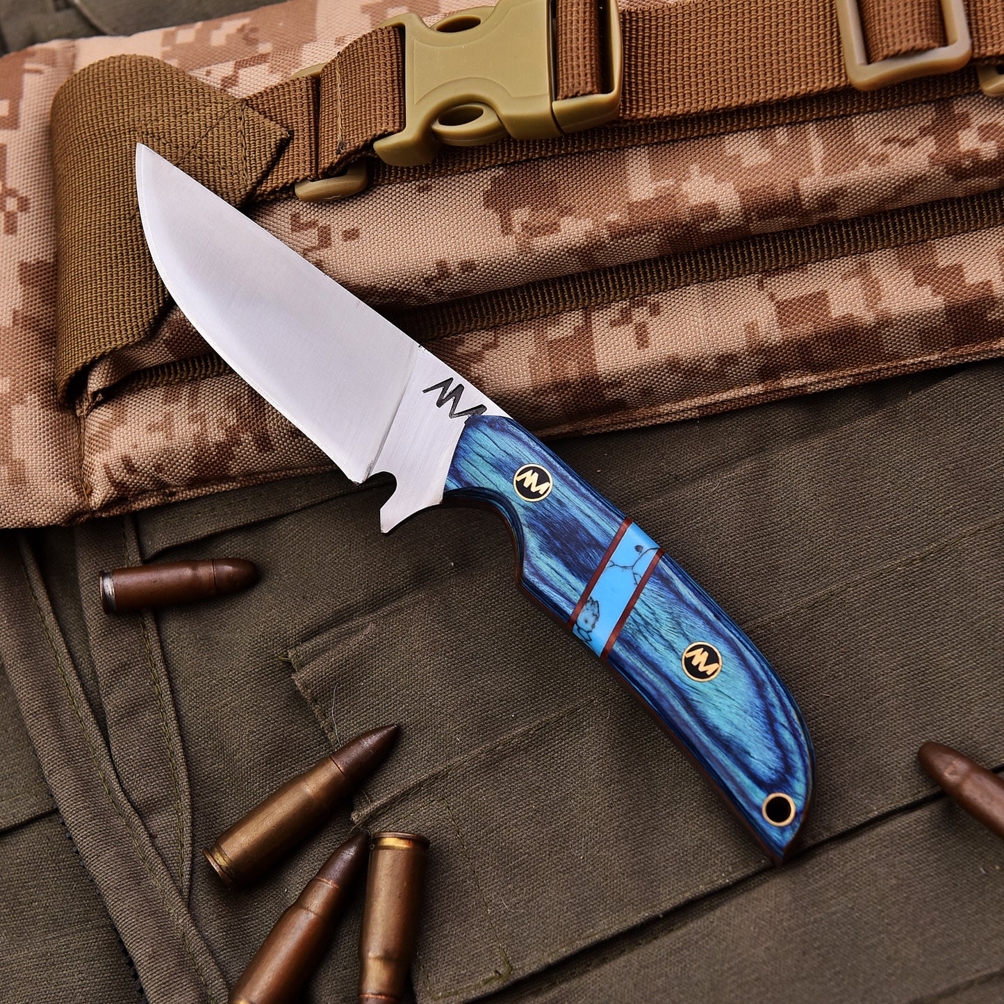 AM Azure Turquoise Inlay Exotic Handle Knife