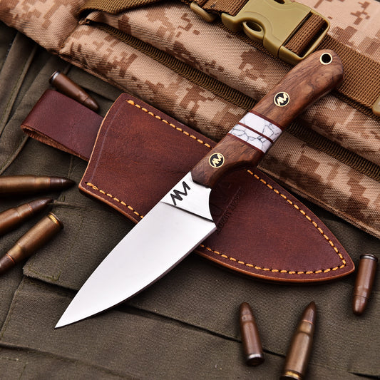 Ardent Messer Skinner knife with turquoise gem stones inlay in the handle