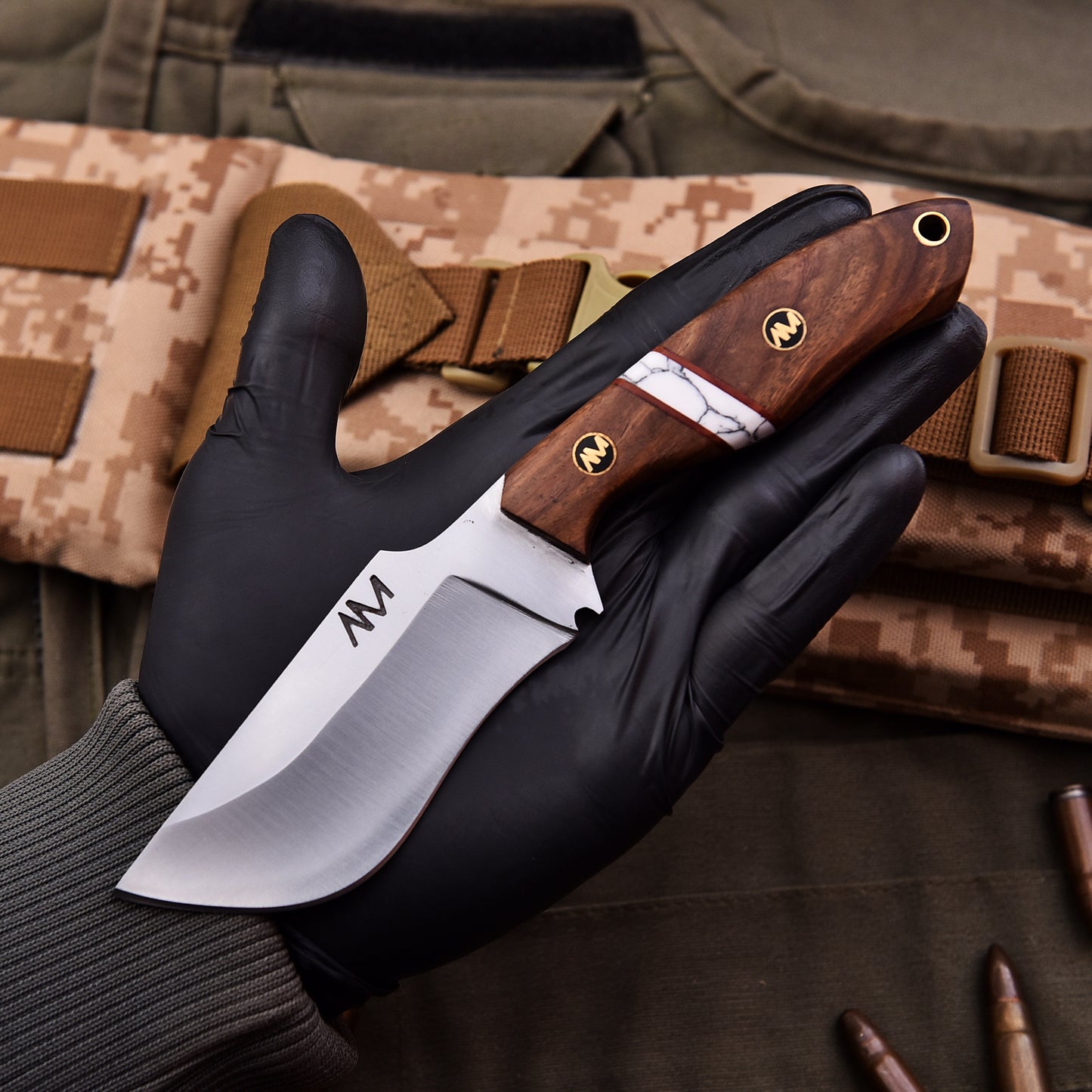 AM Lynx Multi-purpose fixed blade knife for hunting , skinning, camping, bushcraft and outdoor adventures