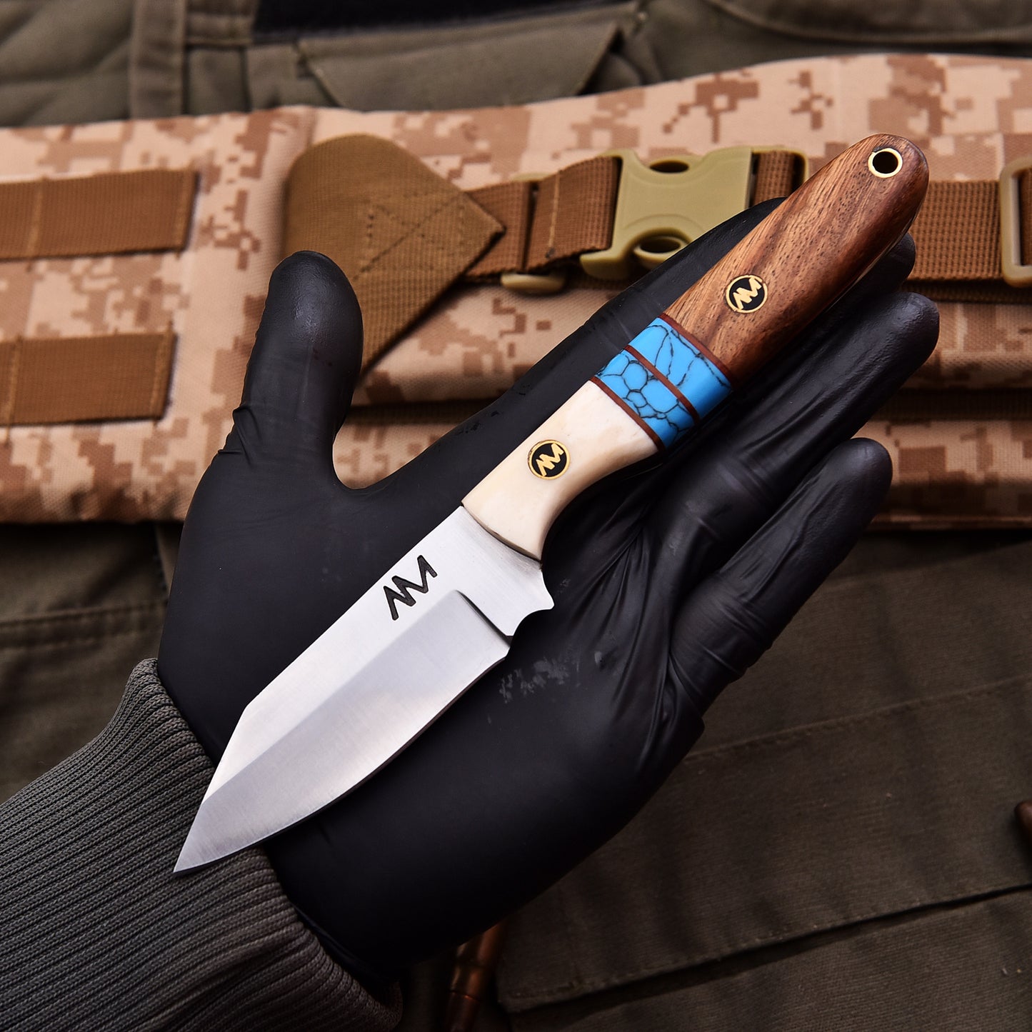 Custom handmade outdoor knife with high edge retention and balanced weight