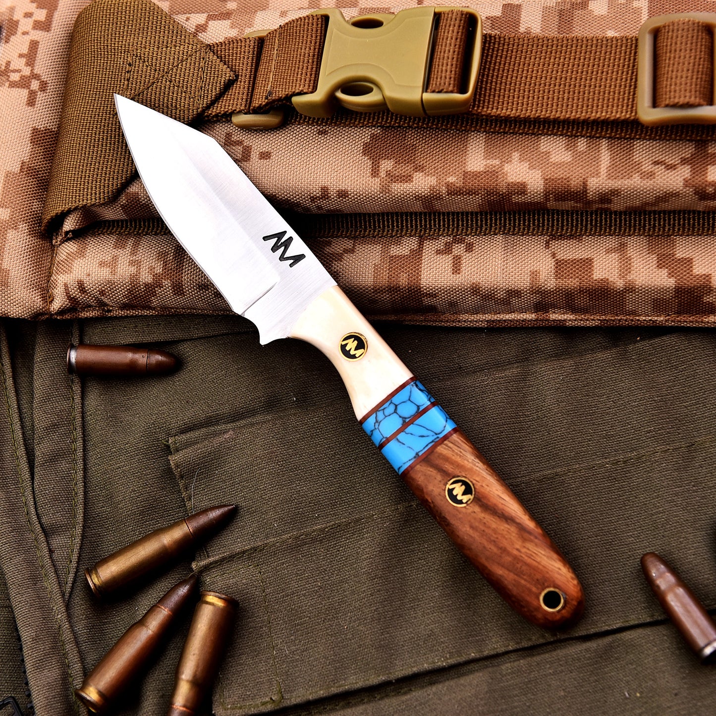 High carbon 12C27 stainless steel drop point knife for camping and hunting tasks