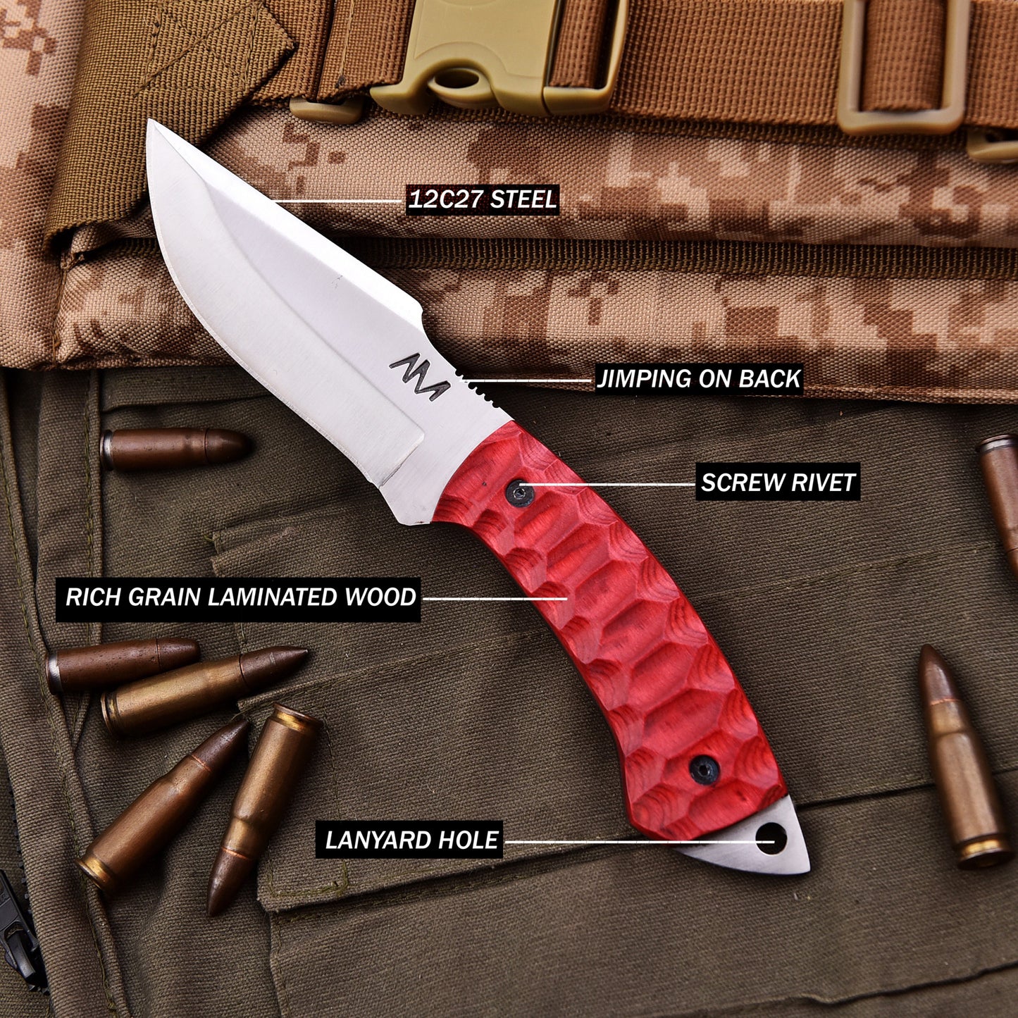 AM Reaper 12c27 Steel Blade, Red wood handle