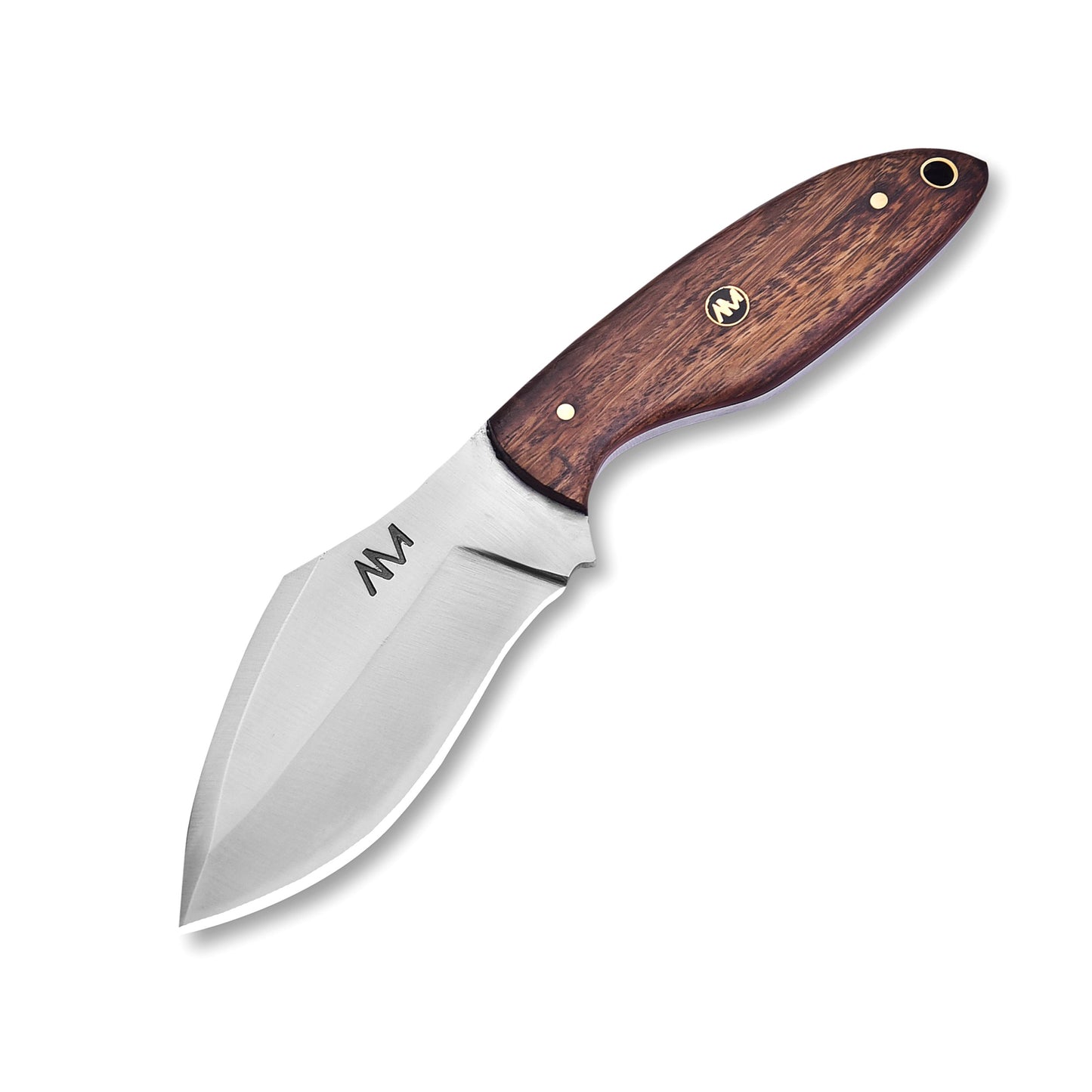 Fixed blade bushcraft knife with ergonomic rosewood handle