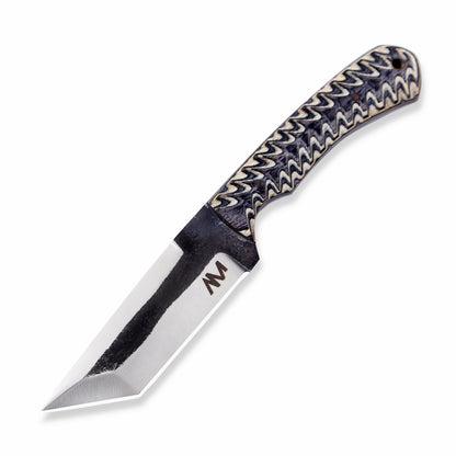 Tanto knife with textured handle on a white background