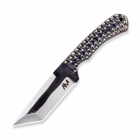 Tanto knife with textured handle on a white background