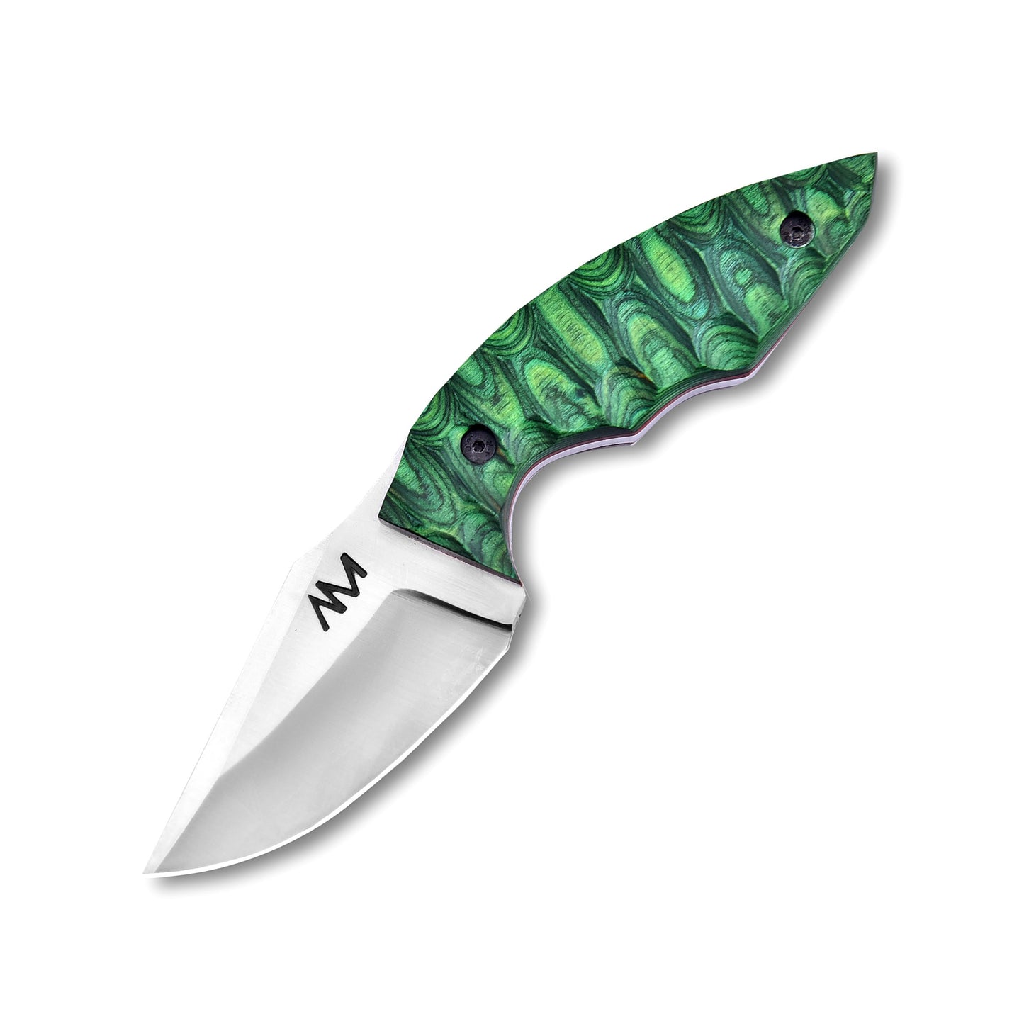 AM Viper 7.5" Fixed Blade Tactical Knife with green wood handle