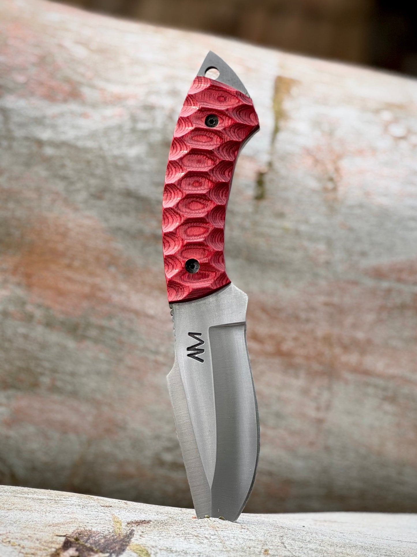 AM Reaper Fixed Blade Knife with Ergonomic Red Handle - Ardent Messer
