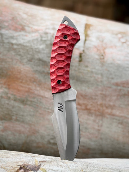 AM Reaper Fixed Blade Knife with Ergonomic Red Handle - Ardent Messer