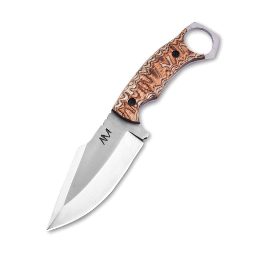 Full Tang Tactical Fixed Blade Knife with textured handle and finger ring for outdoor survival